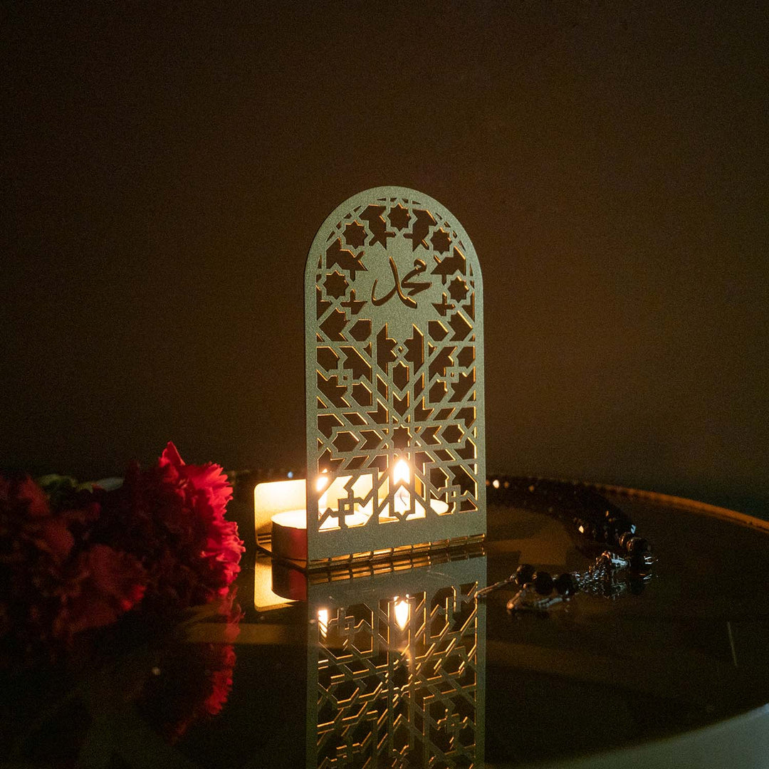 SALE - Muhammad Written Metal Candle Holder - WAMH005