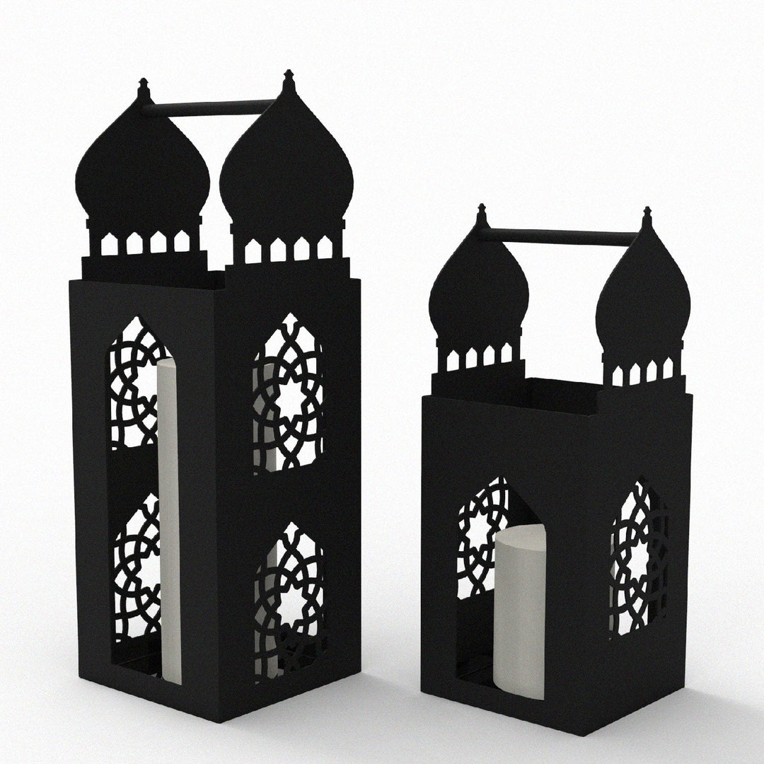 Nazende Metal Islamic Candle Holder Set of 2 - WAMH183