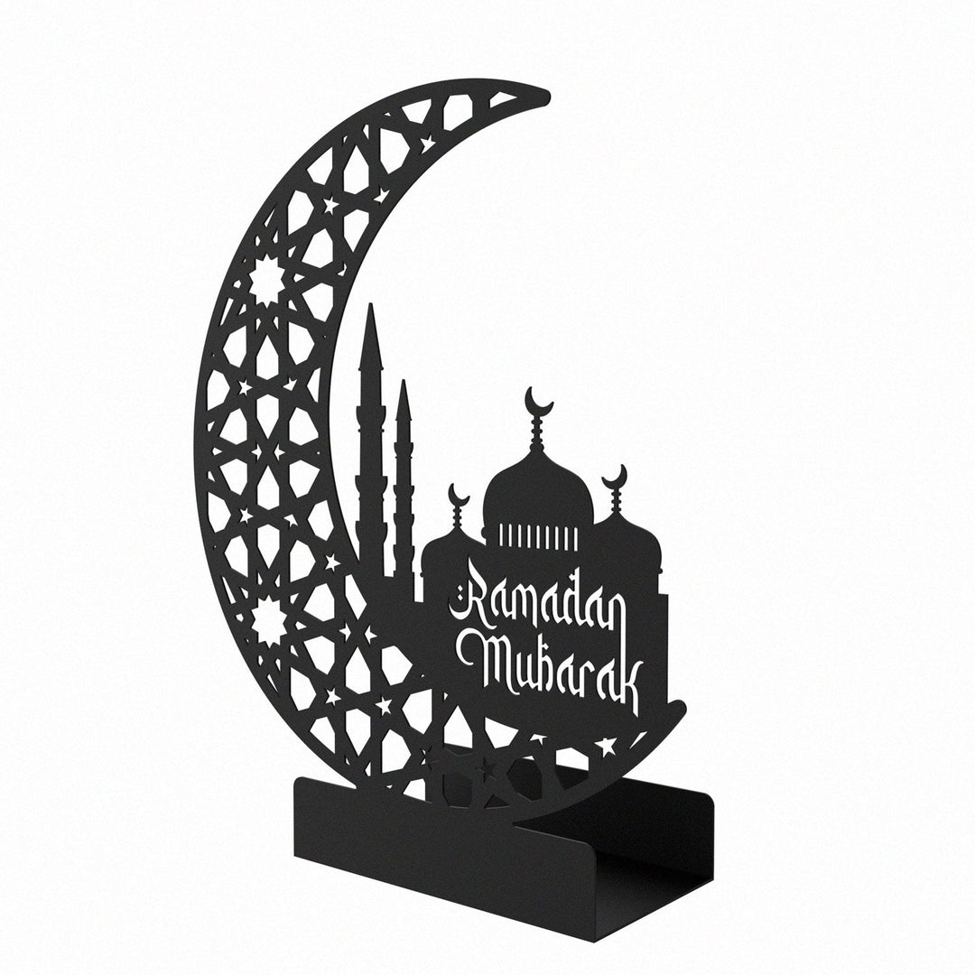 Metal Tabletop Decor with "Ramadan Mubarak" Inscription - WAMH191