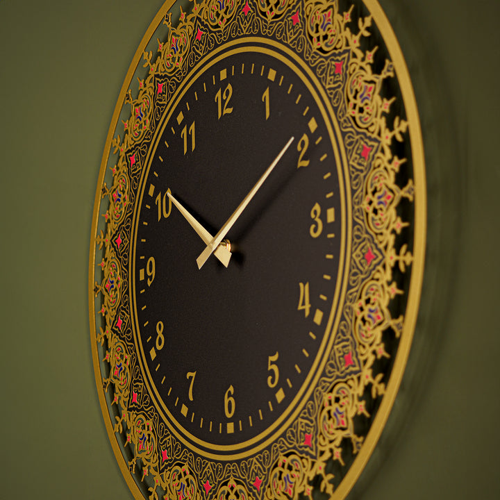 Islamic Patterned Metal Wall Clock with Latin Numerals - WAMS024