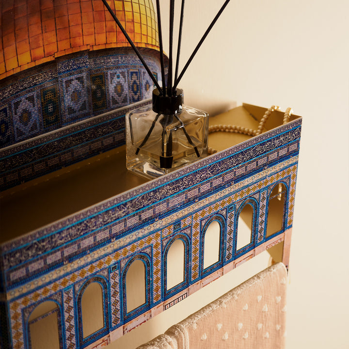 3D Metal Prayer Rug Holder & Wall Shelf with Al-Masjid Al-Aqsa - WAMH181