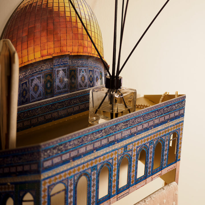 3D Metal Prayer Rug Holder & Wall Shelf with Al-Masjid Al-Aqsa - WAMH181