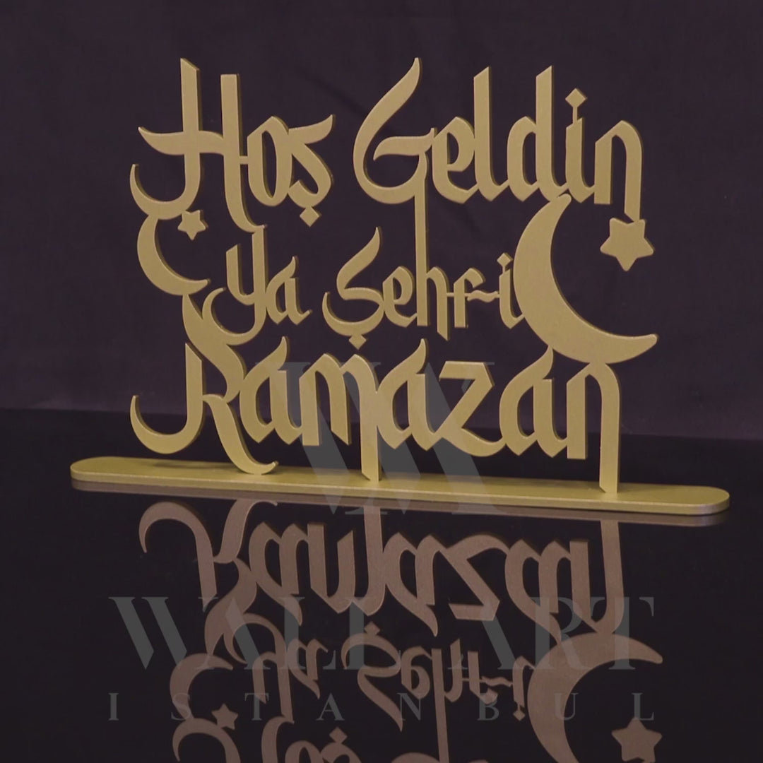 "Hoş Geldin Ya Şehri Ramazan" Written Metal Tabletop Decor - WAMH129