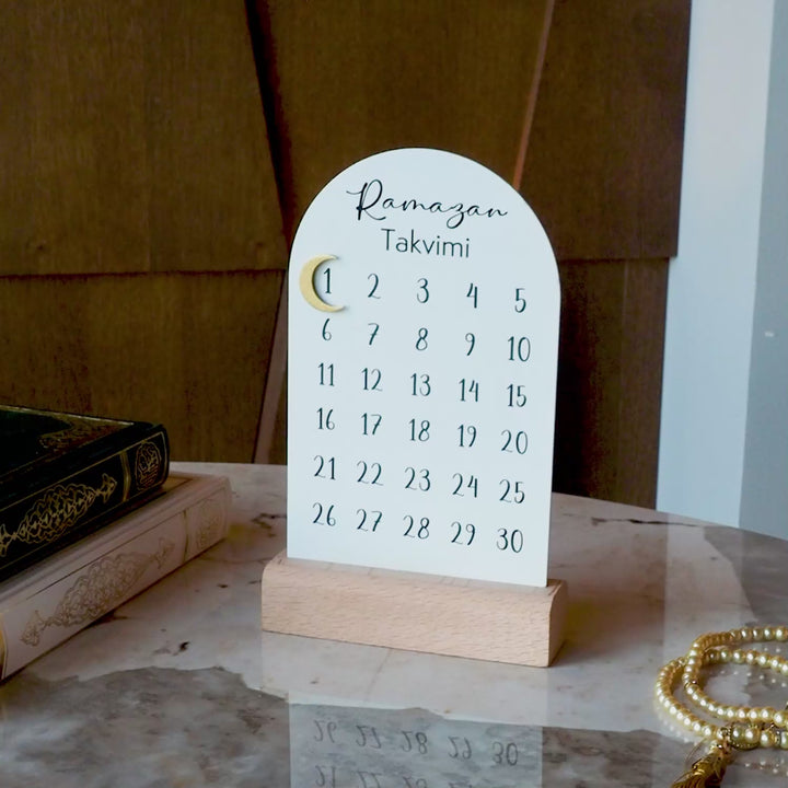 "Ramazan Takvimi" Metal Ramadan Calendar (Wooden Base) - WAMH188