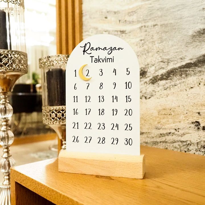 "Ramazan Takvimi" Metal Ramadan Calendar (Wooden Base) - WAMH188