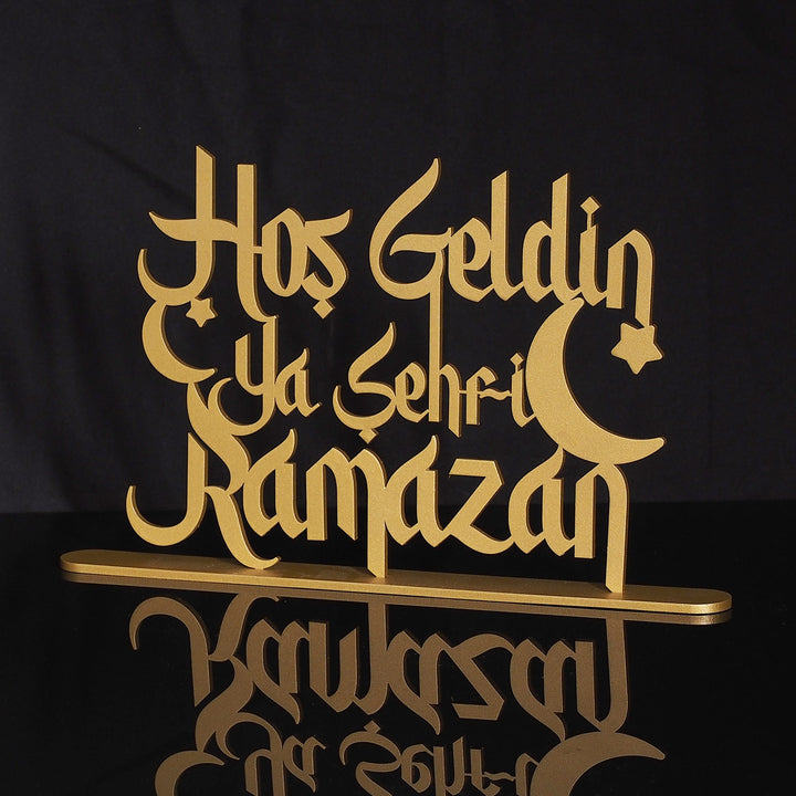 "Hoş Geldin Ya Şehri Ramazan" Written Metal Tabletop Decor - WAMH129