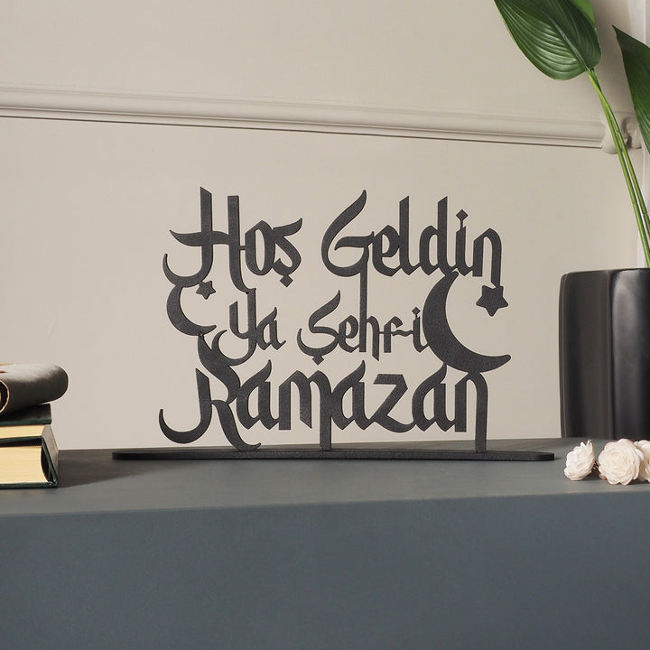 "Hoş Geldin Ya Şehri Ramazan" Written Metal Tabletop Decor - WAMH129